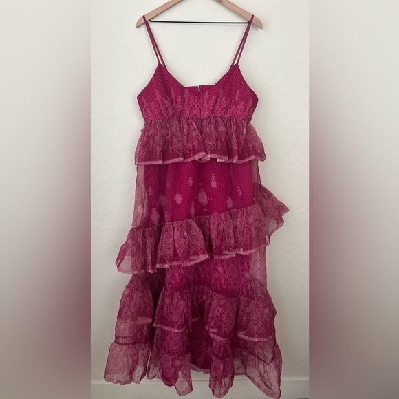 NWT Anthropologie Let Me Be Sleeveless Sheer Tiered Midi Dress XL - Picture 4 of 5